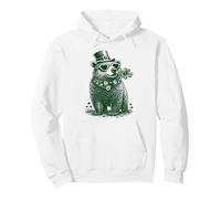 Cute Bear with Hearts Occhiali da Sole Shamrock St Patricks Day Felpa con Cappuccio
