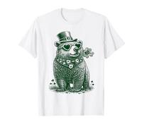 Cute Bear with Hearts Occhiali da Sole Shamrock St Patricks Day Maglietta