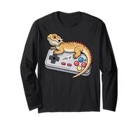 Cute Bearded Dragon Gamer - Funny Video Game Lizard Maglia a Manica