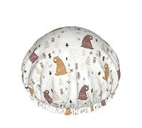 Cute Bears In The Wood Cuffia da a Impermeabile Riutilizzabile Elastica da Bagno per Donna, Cappucci per Ragazze Spa Uso Domestico, Hotel E Parrucchiere