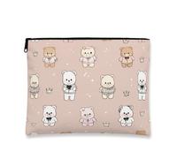 Cute Bears Makeup Bag, Cartoon Animal Cosmetic Pouch per donne, Portable Canvas Zipper Organizer, Spring Travel Toiletry Bag, Pesca, 7x9 Inch, Orsi