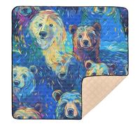 Cute Bears - Tappetino da gioco per bambini, imbottito, morbido, spesso, per pavimento, 127 x 127 cm, colore: blu