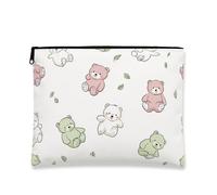 Cute Bears, trousse da viaggio per cosmetici, da donna, portatile, in tela, con cerniera, ideale per l'uso quotidiano, bianco, 7x9 Inch, Orsi