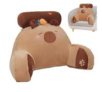 Cute Bed Rest Pillow - Plush Reading Back Pillow, Ergonomic Capybara Cushion with Armrests, Soft PP Cotton Backrest, Home Sofa Accessories, Rest Plush Cushion for Bed Chair Lounge Reading