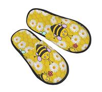 Cute Bee And Flowers Pattern Pantofole Lavabili Pantofole Da Casa Morbide Slippers Per Invernali Bagno Donna L
