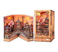 CUTE BEE Book Nook Kit, Modellini da Costruire in Legno, Puzzle 3D Legno e Casa in Miniatura (Twilight Sakura Path), Modellismo da Costruire Adulti con LED e Protezione Anti-polvere