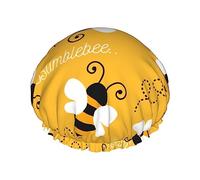 Cute Bee Butterfly Yellow Pattern Cuffia da a e cuffia da bagno per donna,Cuffie da a reversibili oversize impermeabili Grandi progettate per tutte le lunghezze di capelli,Cuffia elastica