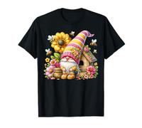 Cute Bee Graphic Garden Gnome For Women Kids Floral Spring Maglietta