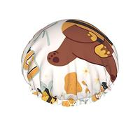 Cute Bee Honey Jar Hive Bear Pattern Cuffia da a e cuffia da bagno per donna, Cuffie da a reversibili oversize impermeabili Grandi progettate per tutte le lunghezze di capelli, Cuffia elas
