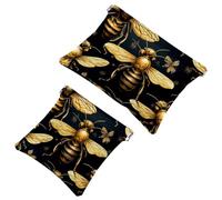 Cute Bee Patten-1376 - Trousse per cosmetici, impermeabile, senza cerniera, chiusura automatica, mini custodia portatile da viaggio per cuffie e gioielli, Multicolore 07, 7.1x5.8 inch/4.7x4.5 inch