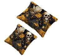 Cute Bee Patten-1376 - Trousse per cosmetici, impermeabile, senza cerniera, chiusura automatica, mini custodia portatile da viaggio per cuffie e gioielli, Multicolore 09, 7.1x5.8 inch/4.7x4.5 inch