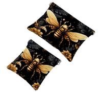 Cute Bee Patten-1376 - Trousse per cosmetici, impermeabile, senza cerniera, chiusura automatica, mini custodia portatile da viaggio per cuffie e gioielli, Multicolore 01, 7.1x5.8 inch/4.7x4.5 inch