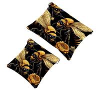 Cute Bee Patten-1376 - Trousse per cosmetici, impermeabile, senza cerniera, chiusura automatica, mini custodia portatile da viaggio per cuffie e gioielli, Multicolore 08, 7.1x5.8 inch/4.7x4.5 inch