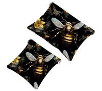 Cute Bee Patten-1508 - Trousse per cosmetici, impermeabile, senza cerniera, chiusura automatica, mini custodia portatile da viaggio per cuffie e gioielli, Multicolore 03, 7.1x5.8 inch/4.7x4.5 inch