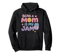 Cute Being a Mom Is My Jam Strawberry Jar Retro Mother’s Day Felpa con Cappuccio