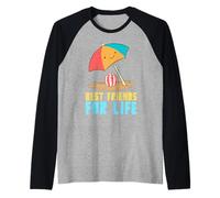Cute Best Friends for Life Beach Ball & Umbrella Summer Fun Maglia con Maniche Raglan