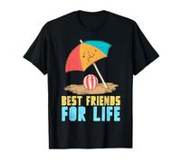 Cute Best Friends for Life Beach Ball & Umbrella Summer Fun Maglietta