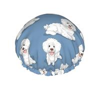 Cute Bichon Frise Dogs Cuffia Da Doccia Per Donna Comodo Cuffia Da Doccia Riutilizzabile Shower Caps Per Hotel Viaggi Salone