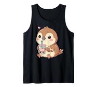 Cute Bird Bubble Tea Kawaii Anime Birds Lover Girls Canotta