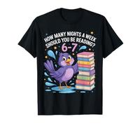 Cute Bird How Many Nights Reading Teacher Librarian Educator Maglietta