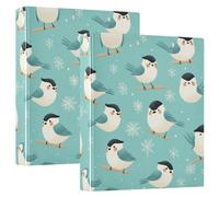Cute Birds - Raccoglitore a tre anelli con blocco per appunti, 1-1/2 pollici, colore: blu pallido