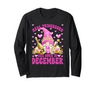 Cute Birthday Princess for Women Born in December Pink GNOME Maglia a Manica