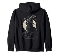 Cute Black Cat - Cappello da Strega con Luna, Stile retrò, per Halloween Felpa con Cappuccio