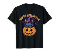 Cute Black Cat Halloween Party Pumpkin Maglietta