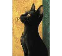 Cute Black Cat Notebook: Wide Ruled Composition Book for Students and Teens (6x9 inches)