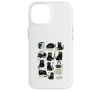 Cute Black Cat Reading Aesthetic Book Lover Graphic Custodia per iPhone 14