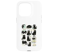 Cute Black Cat Reading Aesthetic Book Lover Graphic Custodia per iPhone 15 Pro