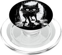 Cute Black Cat Stalks The Night PopSockets PopGrip per MagSafe