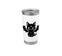 Cute Black Cat with Bat Wings Batcat Gothic Bicchiere termico in acciaio inox doppia parete