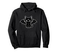 Cute Black Cat with Bat Wings Batcat Gothic Felpa con Cappuccio