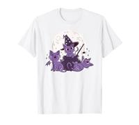 Cute Black Cats Moon Halloween Cat Maglietta