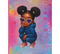 Cute Black Girl Notebook with Afro Puffs - Colorful Composition Notebook for Girls, Teens & Tweens - 100-Page College Ruled Journal