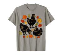 Cute Black Hen Autumn Leaves Backyard Chicken Lover Maglietta