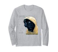 Cute Black Pug Motif for Pug Lovers for Rainy Days & Pug Mom Maglia a Manica