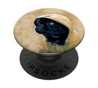 Cute Black Pug Motif For Pug Lovers For Rainy Days & Pug Mom PopSockets PopGrip Adesivo