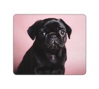 Cute Black Pug Mousepad Antiscivolo Tappetino per Mouse Piccolo Mouse Pad per Pc Accessori Scrivania Laptop 25X30Cm