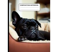 Cute Black Pug Relaxing At Home Wide Ruled Composition Notebook: Dog Themed Notebook 7.5 Inches x 9.25 Inches 110 Pages