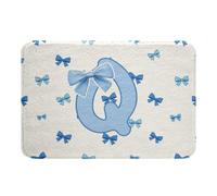Cute Blue Bow Initial Letter Q Monogrammed Bowknot Tappeto Per Porta D Ingresso Elegante Tappeto Ingresso Zerbino D'Ingresso Per Interni Per Corridoio Zona Casa 40x60Cm