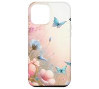 Cute Blue Butterfly Flower Design Pink Floral Butterflies Custodia per iPhone 12 Pro Max
