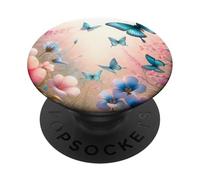 Cute Blue Butterfly Flower Design Pink Floral Butterflies PopSockets PopGrip Adesivo