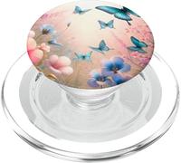 Cute Blue Butterfly Flower Design Pink Floral Butterflies PopSockets PopGrip per MagSafe