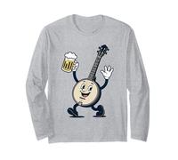 Cute Bluegrass Banjo Funny Folk Festival Retro Cartoon Maglia a Manica