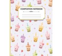 Cute Boba Tea Composition Notebook (Food Collection): Wide Ruled Notebook for School, Homeschool, Note Taking, Journaling and Everyday Writing | 100 Pages | 7.44 x 9.69 Inches