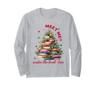 Cute Book Lover Christmas Reading Holiday Librarian Xmas Maglia a Manica
