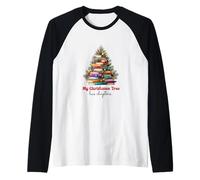 Cute Book Lover Christmas Reading Holiday Librarian Xmas Maglia con Maniche Raglan