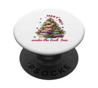 Cute Book Lover Christmas Reading Holiday Librarian Xmas PopSockets PopGrip Adesivo